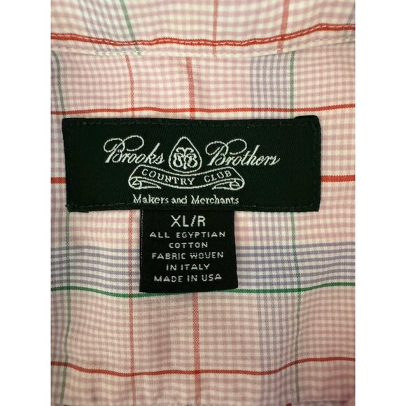 BROOKS BROTHERS Men's Pink/Multicolor Check Print Button Down Shirt Sz XL - Picture 6 of 6